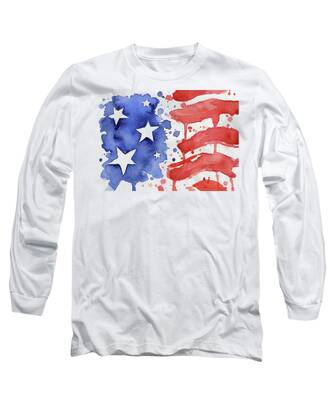 Velocitee Ladies Long Sleeve T-Shirt USA America Diamond Shape Flag W19216